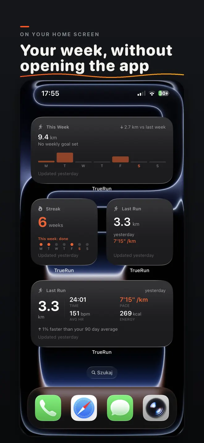Screenshot: On your Home Screen. Your week, without opening the app